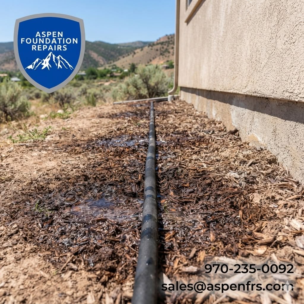 Drain line carrying water away from a wall and foundation
