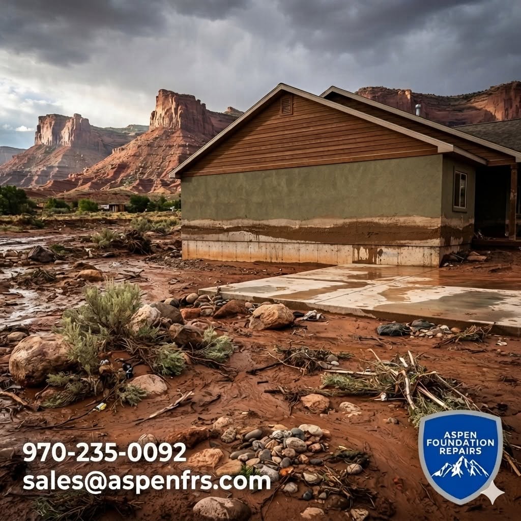 Storm runoff pooling against a home's foundation